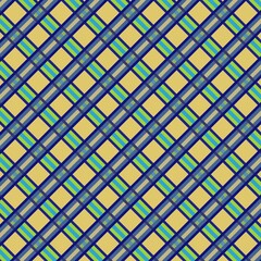 Checkered pattern. Harmonious interweaving of multicolored stripes. Great for decorating fabrics, textiles, gift wrapping, printed products, advertising, scrapbooking. Blue and yellow stripes.