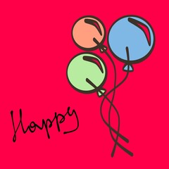 Happy Birthday. Greeting card with the image of balloons