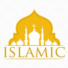 Islamic background design with mosque silhouette vector illustration