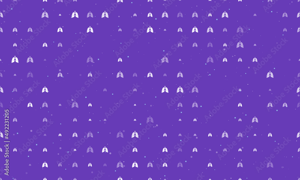 Poster seamless background pattern of evenly spaced white lungs symbols of different sizes and opacity. vec