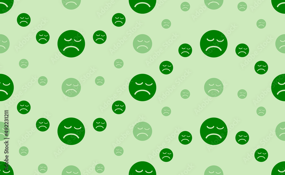 Poster seamless pattern of large and small green depression symbols. the elements are arranged in a wavy. v