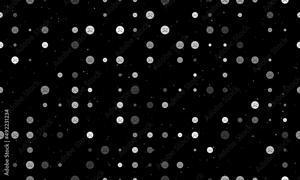 Poster seamless background pattern of evenly spaced white depression symbols of different sizes and opacity