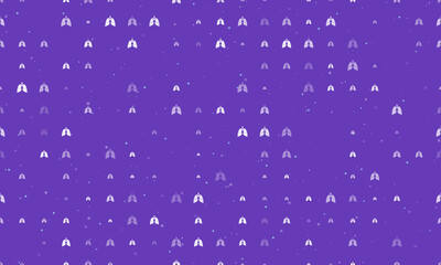 Seamless background pattern of evenly spaced white lungs symbols of different sizes and opacity. Vector illustration on deep purple background with stars
