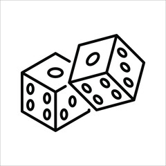 Dice cube icon, casino game. Black icon vector illustration on white background.