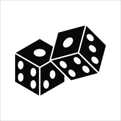 Dice cube icon, casino game. Black icon vector illustration on white background.