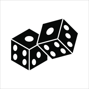 recommend clip art: Dice cube icon, casino game. Black icon vector illustration on white background.