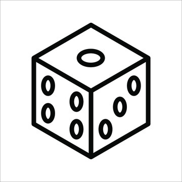 recommend clip art: Dice cube icon, casino game. Black icon vector illustration on white background.