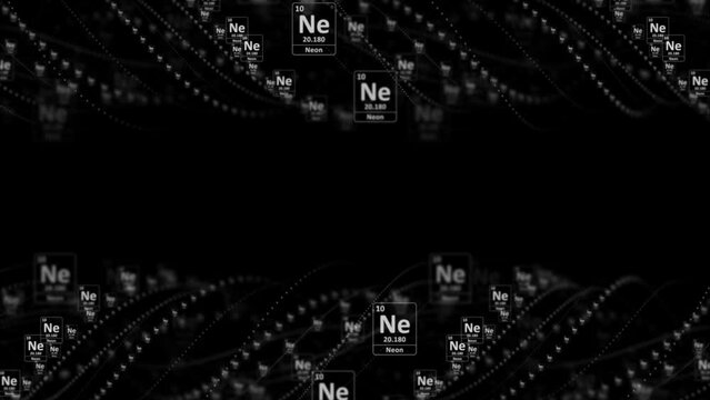 NEON Molecule Symbol, Chemistry Periodic Table, Animation, Background, Rendering, Loop
