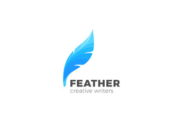 Lawyer Writer Logo Feather Quill symbol vector design template.