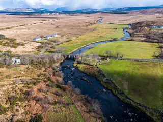 Aerial view of the mouth of the Owenea river by Ardara in County Donegal - Ireland
