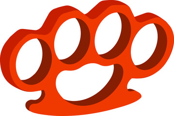 orange brass knuckles in 3d on a white background 