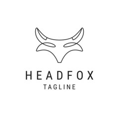 Head fox line logo icon design template