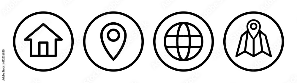 Poster location icon collection. navigation symbol in outline design.