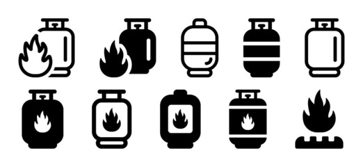 Gas tank icon set. Flammable gas icon isolated on white background. - obrazy, fototapety, plakaty
