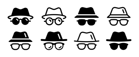Incognito icon set. Detective icon collection vector illustration. - obrazy, fototapety, plakaty