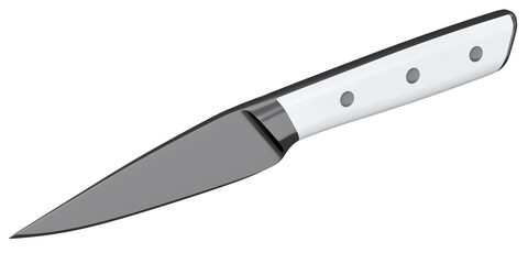 Chef's kitchen knife with a wooden handle isolated on white background.