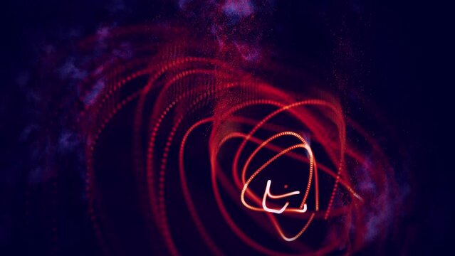 Fire abstract background seamless loop. Technology background. Red abstract particles.