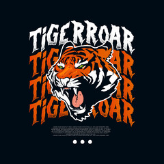 tiger roar illustration with street wear design