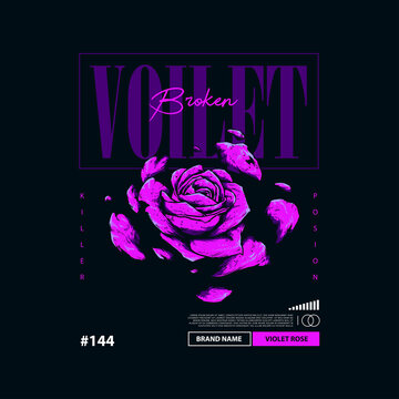 violet rose illustration with street wear design