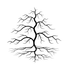 Illustration of a tree. Consists of roots, stems and branches.