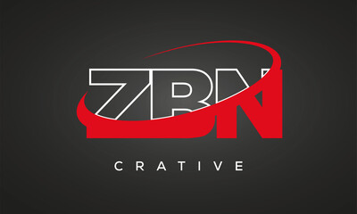 ZBN creative letters logo with 360 symbol vector art template design