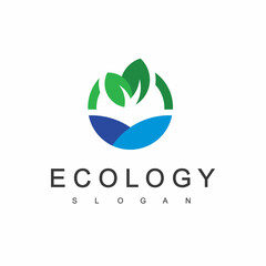Water Leaf Ecology Logo Design Template
