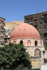 A mosque located near Mount Kasiyun. The mosque is built of stones unique to Damascus. 