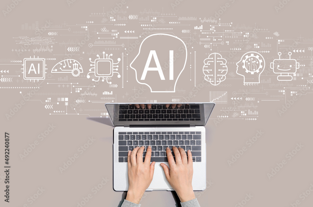 Aufkleber ai concept with person using a laptop computer