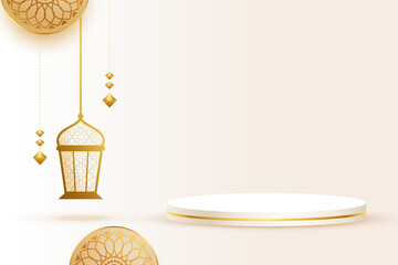 islamic eid banner with podium display