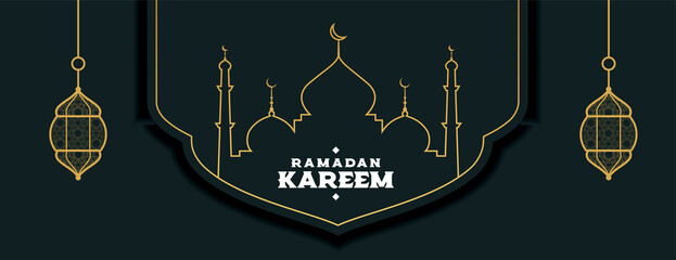 flat line style ramadan kareem holy festival month banner