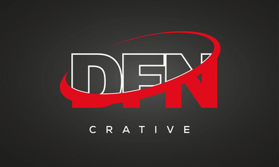DFN creative letters logo with 360 symbol vector art template design	