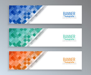 Fototapeta premium mosaic style modern banners in three colors