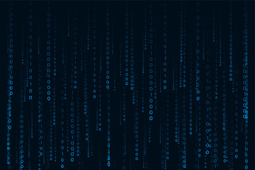 matrix style binary code digital falling numbers blue background