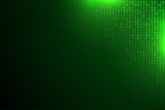 Green Digital Binary Numbers Glowing Background