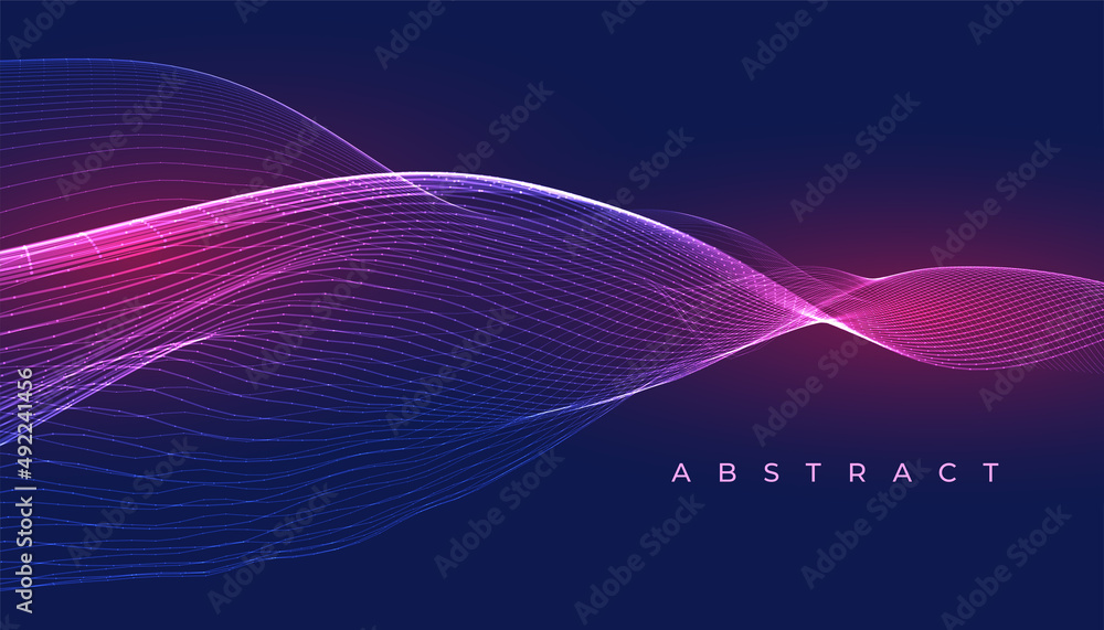 Poster glowing technology lines in blue red colors