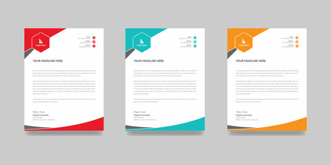 Creative letterhead template for the corporate office. business letterhead with three colors. abstract professional newsletter official layout.