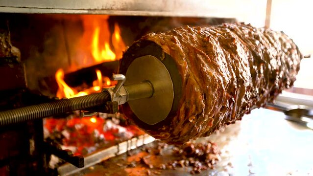 4K Resolution. Cağ kebab is a kind of kebab in Turkish cuisine, which is made from goat meat or lamb.
