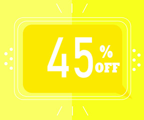 Sale banner for stores. 45% off. yellow illustration