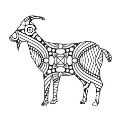 Goat mandala coloring page for kids