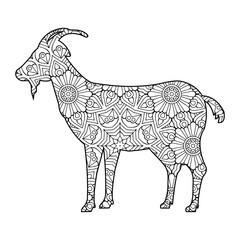 Goat mandala coloring page for kids