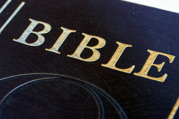Fototapeta na wymiar The Bible, a collection of religious texts, close up.
