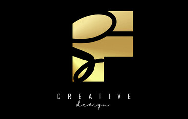 Golden Letters FS Logo with a minimalist design. Letters F and S with geometric and handwritten typography.