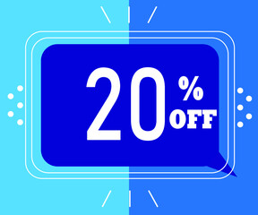 Sale banner for stores. 20% off. blue illustration