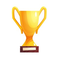 Champion cup, winner trophy. Golden prize. Achievement icon for 2d game. Cartoon vector illustration.