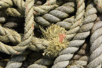 A close-up of a pile of rope
