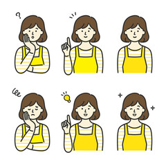 エプロンを着た女性のイメージイラストセット