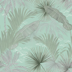 Seamless bright tropical vintage pattern in Chinese style. graphic design, surface design pattern, wallpaper, decor, textile design.