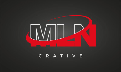 MLN creative letters logo with 360 symbol vector art template design