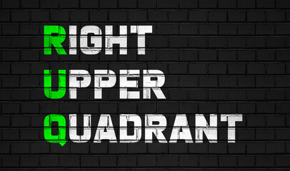 Fototapeta premium Right upper quadrant(RUQ) concept,healthcare abbreviations on black wall