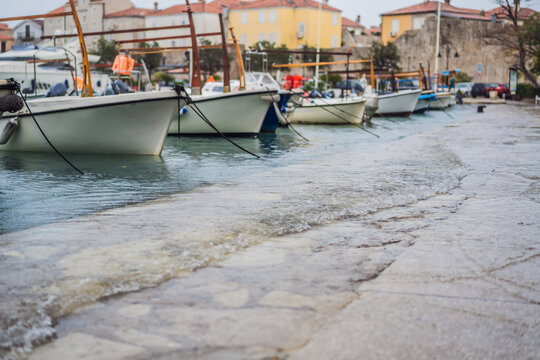 Global Warming Ocean Level Rise On Waterfront In Europe